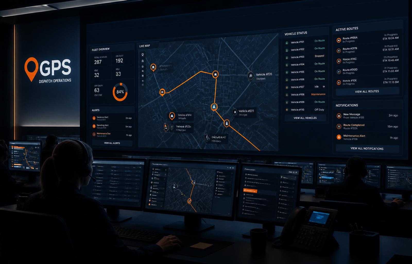 GPS dispatch center coordinating diesel deliveries